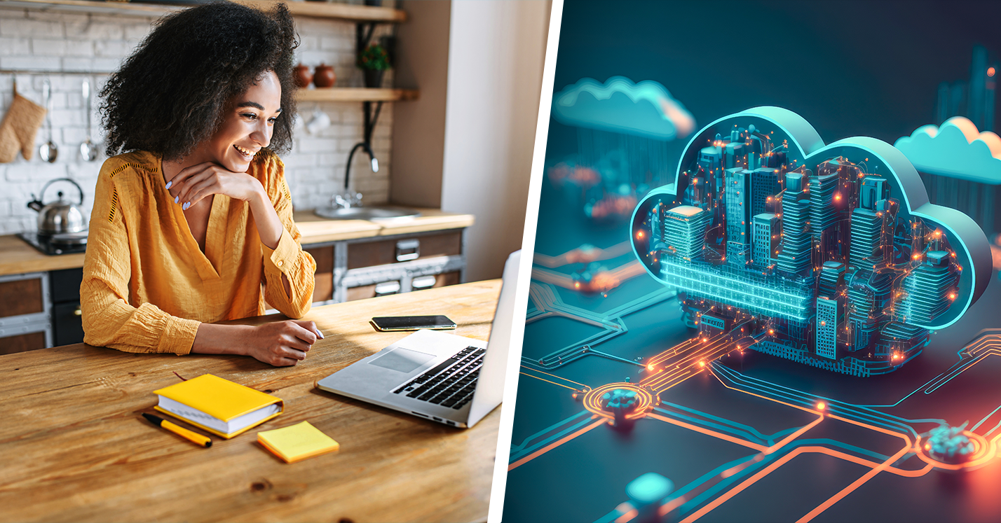 Image representing remote work and cloud system
